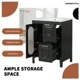 thumbnail image 4 of 24" Sturdy Bathroom Organizer, Space-Saving Freestanding Cabinet with Adjustable Shelf, Retro Bathroom Vanity with Ceramic Sink for Bathroom, Black, 4 of 9