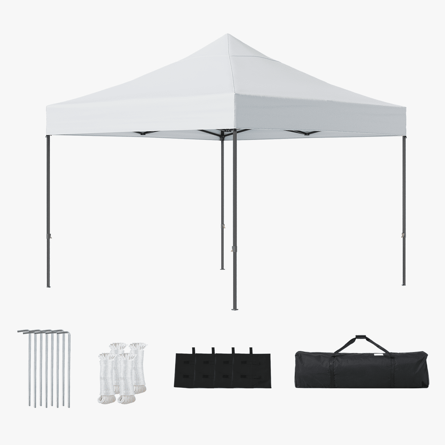 Dateyes 10x10FT Pop Up Canopy, Outdoor Canopy Tent with Carry Bag, Easy Setup Portable Instant Canopy with 4 Sandbags and 8 Stakes for Outdoor Events, Parties, Beach, Backyard, Lawn, White