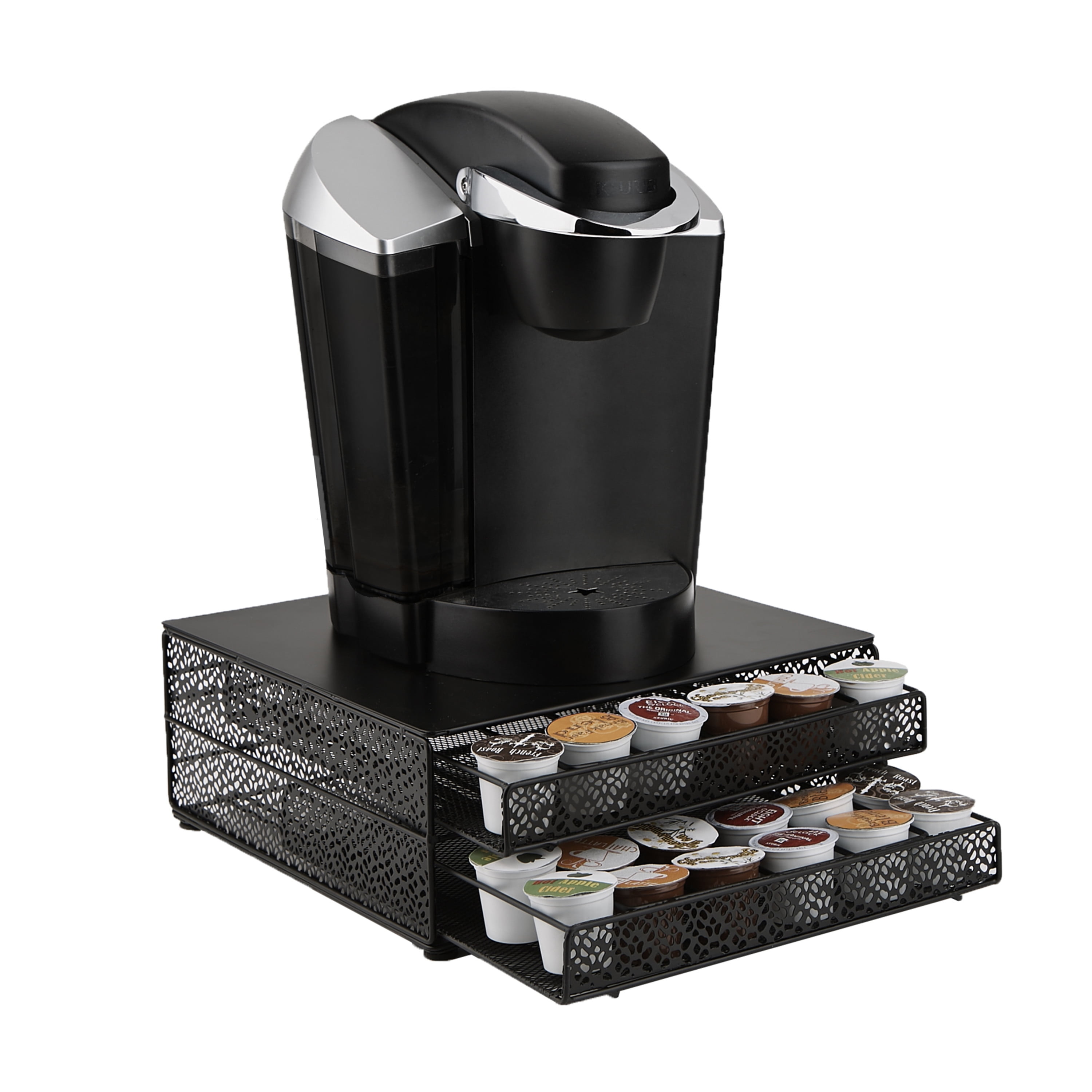 2 Tier Coffee Machine Stand & 72 Capsule Pod Holder Storage Drawer for