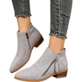 thumbnail image 3 of EKVAHL Women's Orthopedic Side Zipper Ankle Booties, Faux Suede Low Block Heel Boots, Pointed Toe Work Office Daily Walking Booties Gray, 3 of 5