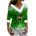 thumbnail image 1 of Birdeem Joyeux Noël Blouse Décontractée à Manches Longues Col en V pour Femmes, 1 of 1