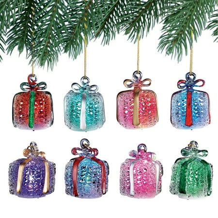 Lighted Gl Gift Box Christmas Ornaments Set Color Changing Led Lighted Gl Gift Box Christmas Ornaments Set Color Changing Led