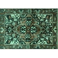 thumbnail image 1 of Ahgly Company Machine Washable Indoor Rectangle Persian Turquoise Blue Traditional Area Rugs, 2' x 5', 1 of 4
