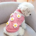 thumbnail image 4 of Ropa para perros, suéter, vestido, suéter de punto con flores tridimensionales, suave, grueso y cálido para cachorros, 4 of 5