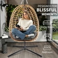 thumbnail image 6 of Egg Chair with Stand, Patio Wicker LHBcraft Hanging Chair, Hammock Swing Chair, 350LBS Capacity for Bedroom, Balcony, Garden, 6 of 8