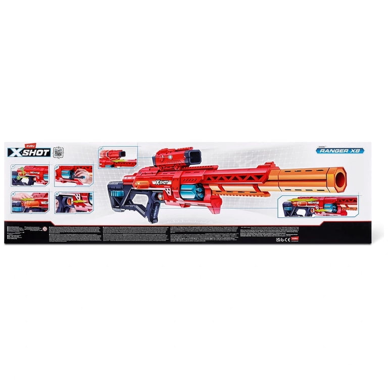 ZURU, Blaster, X-Shot Ranger X8, Red, 8 Dart Capacity - Walmart.com