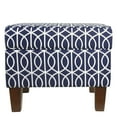 thumbnail image 6 of Wooden Ottoman with Trellis Patterned Fabric Upholstery and Hidden Storage, Blue and White - Saltoro Sherpi, 6 of 7