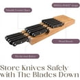 thumbnail image 3 of 100% Pure Bamboo in Drawer Knife Block | 16 Knife Slots Knife Drawer Organizer | Store Knives Safely with The Blades Down | Storage Solution for Your Kitchen | Knife Organizer Drawer Insert, 3 of 7
