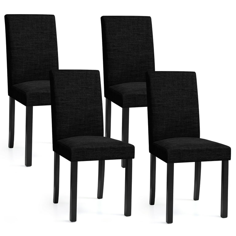 DyFun Upholstered Linen Dining Chairs, Set of 4, Black photo 1