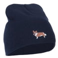 thumbnail image 4 of Corgi Dog Embroidered Knitted Short Beanie - Navy OSFM, 4 of 5