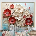 thumbnail image 1 of Designart art Mural Encadré avec Fleurs, art Mural Encadré avec Fleurs, Double Étreinte de Fleurs Cramoisies Rouges et Blanches, Très Grand art Mural Encadré Naturel, Cadre Couleur Brun Naturel 20x12 Pouces, 1 of 5