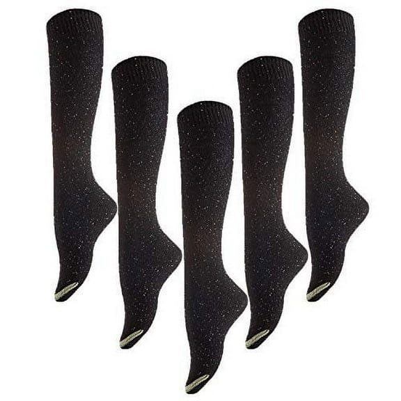 Meso Women's 5 Pairs Pack Truly Beautiful Knee-High Cotton Socks. Soft, Comfortable and Durable Size 6-9 M158212 5pc3 Black