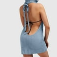 thumbnail image 4 of Vivianyo HD Sweater Dress for Women High Neck Sleeveless Dresses Women Sexy Backless Long Tie Open Turtleneck Sweaters Dress Sky Blue, 4 of 6