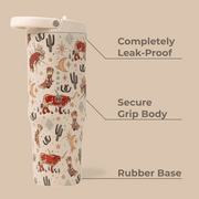 HydroJug Sport 32 oz Stainless Steel Water Bottle with Flip Straw, Insulated Leak-Proof Tumbler for Gym & Outdoor - Rodeo