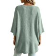 thumbnail image 6 of JIAYUE Women Crew Neck Knit Sweater Solid Color Batwing Short Sleeve Oversized Tunic Top for Loose Wear, 6 of 9