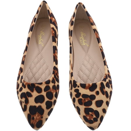 

Qumonin Fashion Leopard Shoes Flat-heeled Shoes Pointed Shoes Leisure for Women Ladies (Khaki Leopard Size 39)