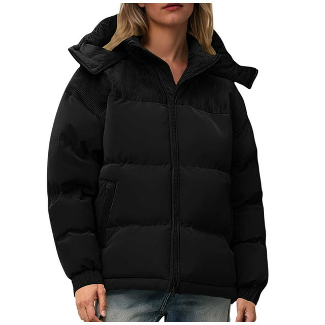 Parka Décontractée à Manches Longues avec Capuche et Col Montant à Fermeture Éclair pour Femmes
