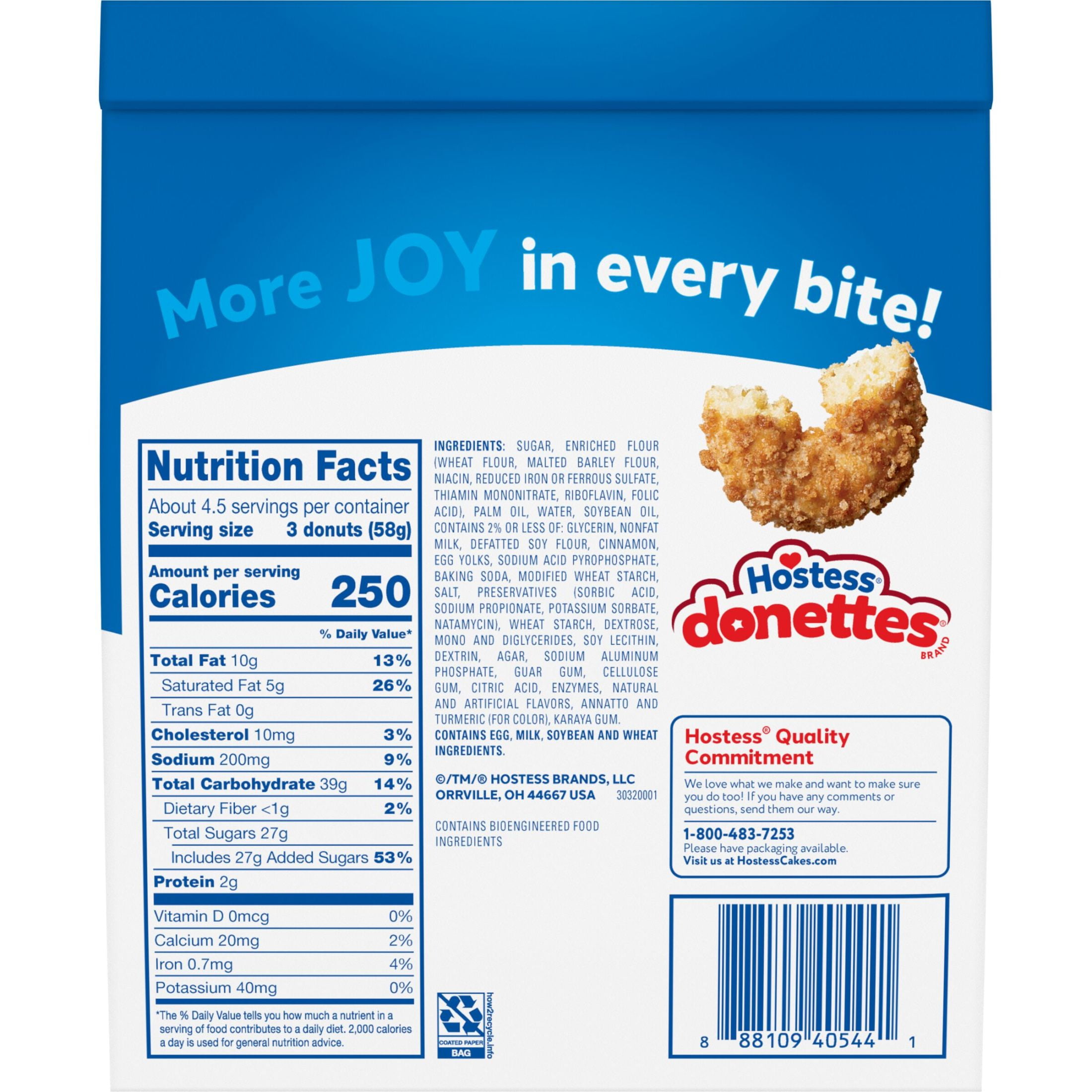 Hostess Donettes, Churro Mini Donuts Topped with Cinnamon Sugar, 9.5 oz Bag