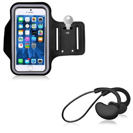 With Microphone Sports Earphones Wireless Headphones w Gym Workout Sports Running Armband J9K for Acer Liquid Jade Primo - Alcatel Jitterbug Smart, Idol 4S - iPhone XS Max 8 PLUS 7 (Best Iphone 4s Armband)