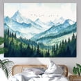 thumbnail image 7 of Nature Forest Mountain Tapestry Green Misty Pine Tree Wall Tapestry for Bedroom Aesthetic Watercolor Woods Landscape Small Tapestries Wall Hanging for Living Room Dorm Decor 80 x 60 Inch, 7 of 7