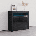 thumbnail image 2 of Milano Sideboard 2D Matte Body Two High Gloss Doors 16 Colors LED, Black, 2 of 5
