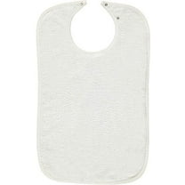 Nobles 6 Pack Adult Bib Washable Reusable Waterproof Clothing Protector with Vinyl Barrier 18" x 30" Adjustable Snap Closure (White with Pink Backing)