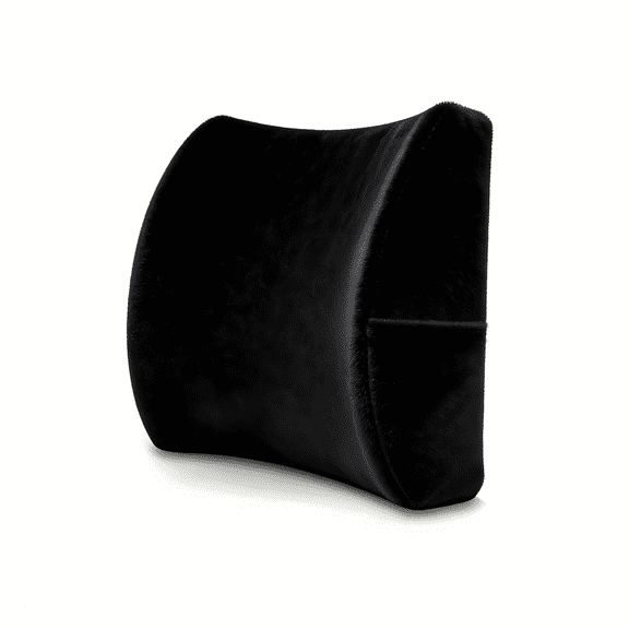 Lumbar Support Pillow for Office Chair & Car - Memory Foam Back Cushion with Strap, Black Crystal Velvet Ergonomic Pillow for Desk, Gaming, Travel