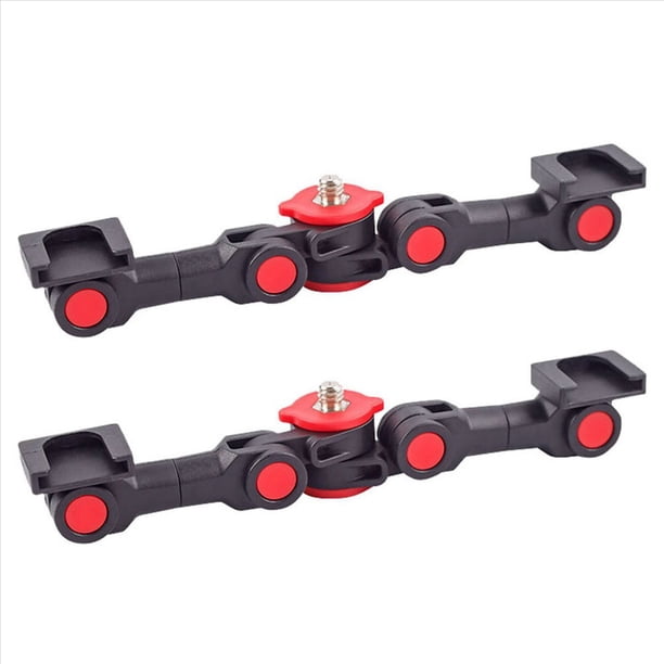 2X Adaptador Giratorio de de Zapata FríA con Clip para TeléFono Soporte de Barra de ExtensióN de Zapata FríA Doble para TeléFono con CáMara Luz LED