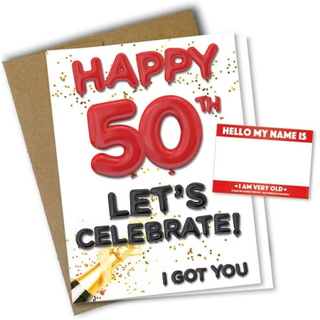 Funny 50th Birthday Card with Kraft Envelope and Sticker | Funny Gag ...
