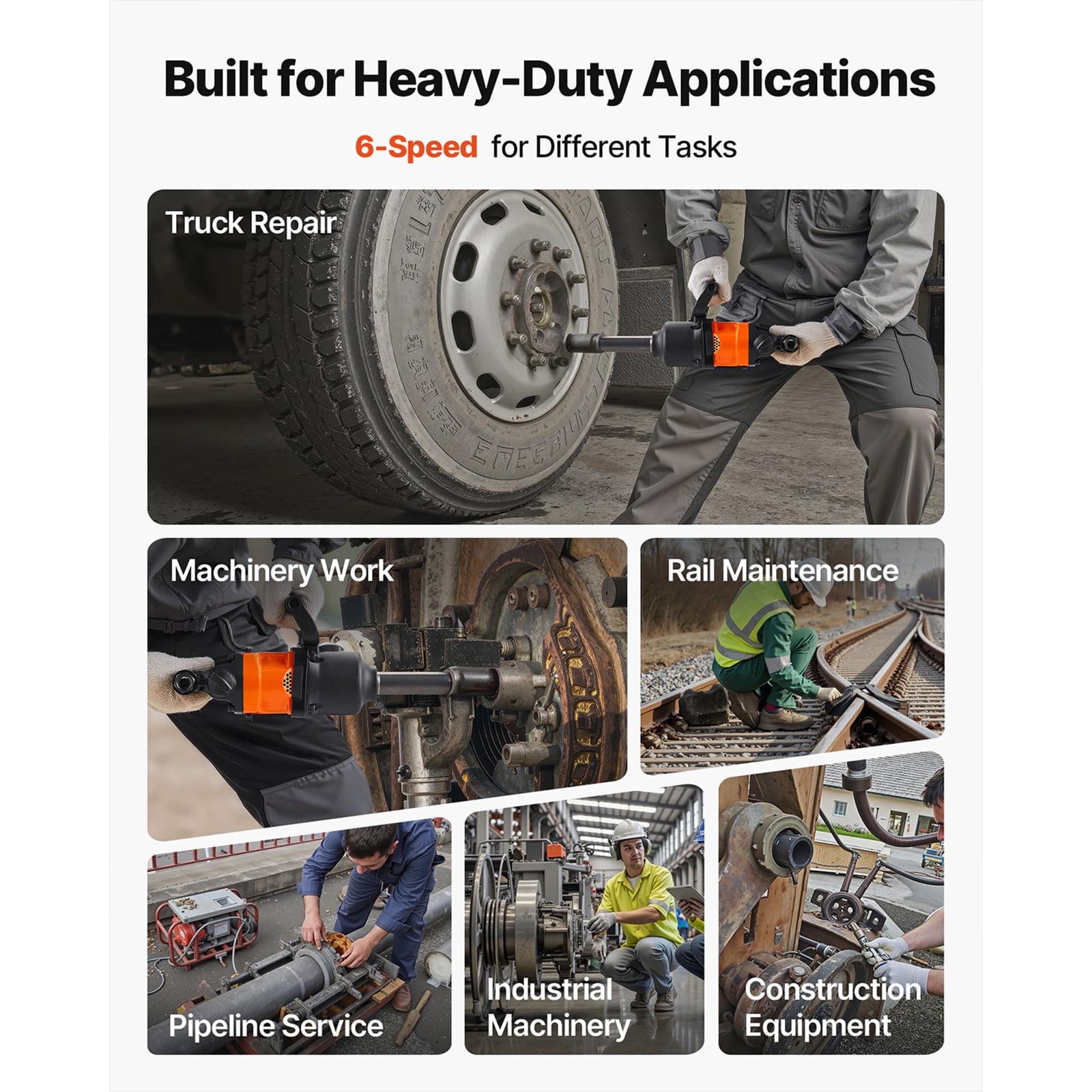 KFFKFF 1-Inch Air Impact Wrench, Delivers Up to 1800 ft-lbs Torque, 18.7 lbs Lightweight Pneumatic Tool with 6-Inch Extended Anvil for Heavy-Duty Repair and Maintenance Tasks