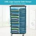 thumbnail image 4 of Crtynell Laundry Hamper with 4 Wheels,100L Rolling Laundry Basket,600D Oxford Fabric Round Laundry Cart,Steel Frame and Removable Laundry Bag, 4 of 9