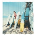 thumbnail image 2 of Ambesonne Tropical Shower Curtain, Beach Surfboards Print, 69"Wx84"L, Soft Blue and Pale Yellow, 2 of 4