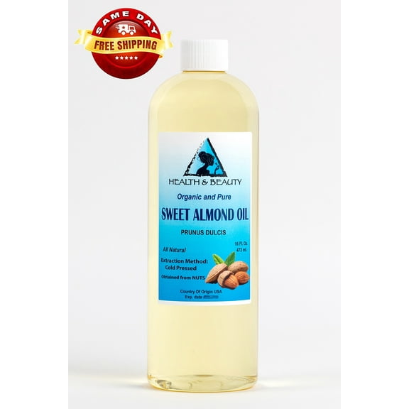 Sweet Almond Oil Refined Organic Carrier Cold Pressed 100% Pure 16 oz