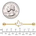 thumbnail image 3 of Body Candy Womens 14G Electroplated Steel Helix Cartilage Earring White Maple Leaf Industrial Barbell 1 1/2", 3 of 3