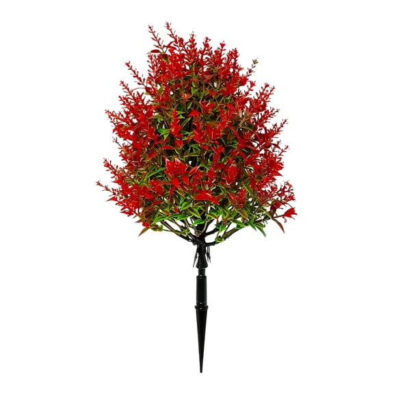 Artificial Potted Fern Plants - Realistic Faux Greenery for Outdoor Garden Decorations, Durable Plastic Material, Low Maintenance, Perfect for Pathways, Patios, and Flower Beds,Red