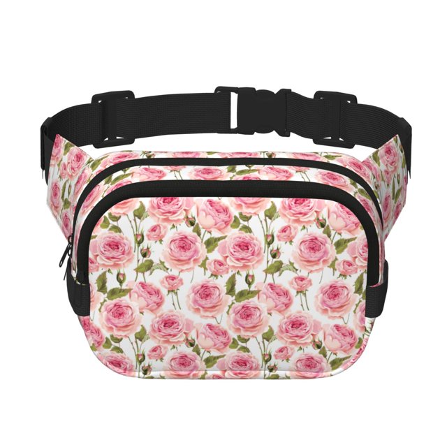Disketp Rose Flowers Riñonera de Doble Capa, Bolsa de Cintura Ajustable para Viajes, Correr y Senderismo, Riñonera Ligera para Hombre y Mujer