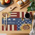 thumbnail image 2 of 4th of July Placemats Set of 8 Independence Day Sunflower Blue Red Place Mats Indoor Wipeable Table Mats Washable Cloth Dining Table Placemats for Kitchen Holiday Party Home Decor 13x19 Inch, 2 of 9