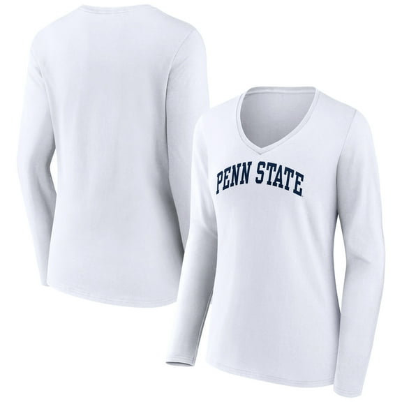 Women's White Penn State Nittany Lions Basic Arch Long Sleeve V-Neck T-Shirt
