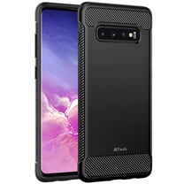 JETech Slim Fit Case for Samsung Galaxy S10 Plus S10 , Thin Phone Cover with Shock-Absorption and Carbon Fiber Design (Black)