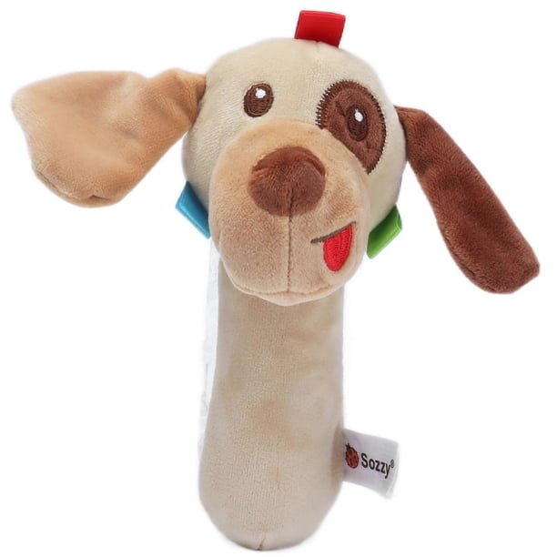 Soft Baby Rattles Cartoon Stuffed Animal Infants Rattle Stick Toy for Toddlers BabiesSOZZY Animal BB Stick Puppy