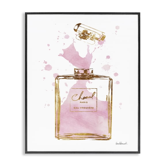 Stupell Industries Art Deco Fashion Designer Perfume Pink Gold Watercolor Black Framed Giclee Art, 11 x 14, by Amanda Greenwood