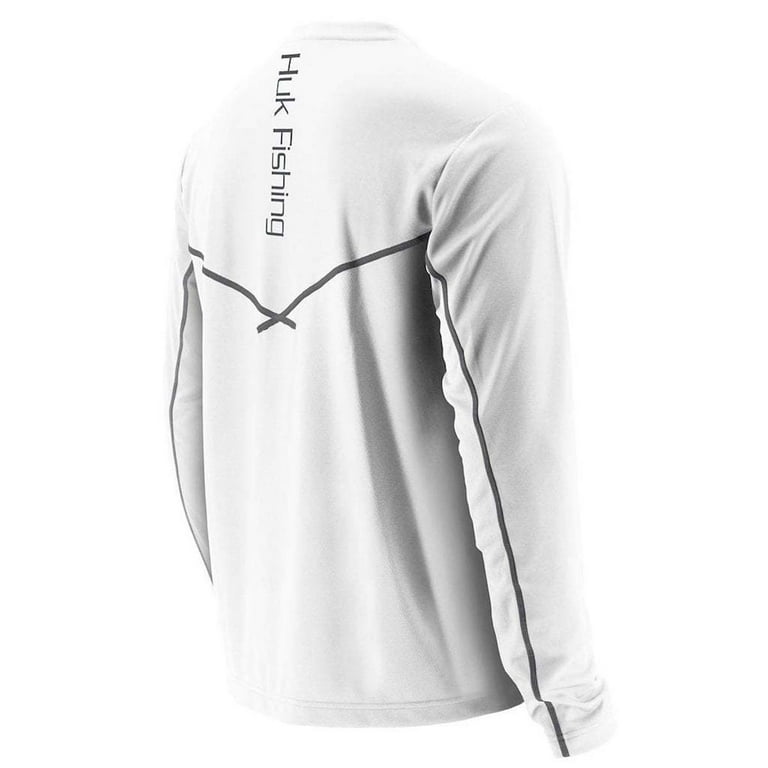 Huk Fishing Men's Icon Long Sleeve Shirt, White, Extra Large -  H1200138-100-XL