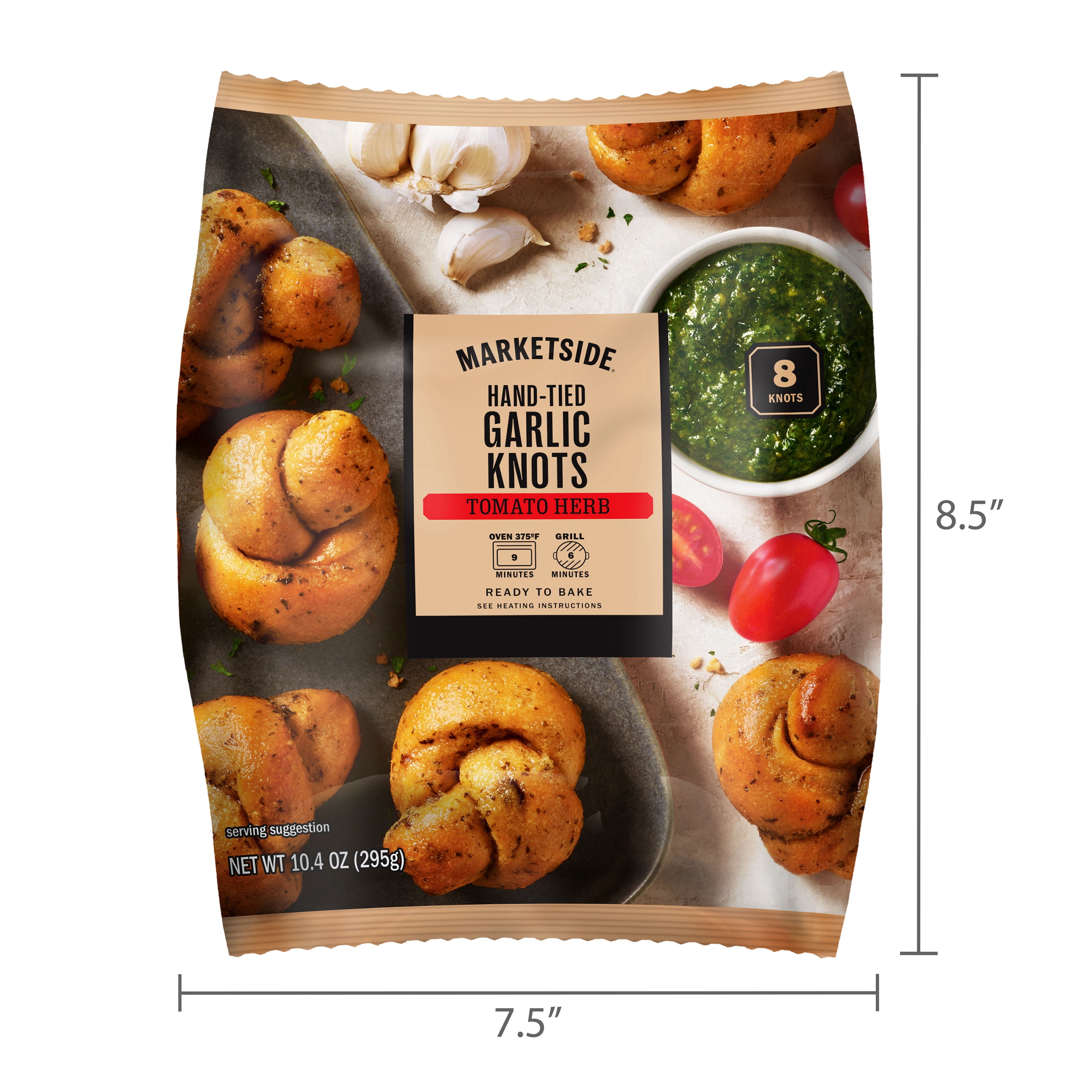 Marketside Tomato & Herb Garlic Knots, 8 Count, 10.4 oz
