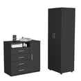 thumbnail image 2 of 2 Piece Full Size Black Bedroom Set with Interlocking Mechanism for Easy Assembly Ideal for DIY Enthusiasts, 2 of 5