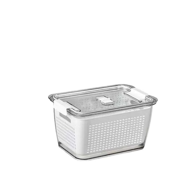 Caja de almacenamiento de drenaje de mantenimiento fresco Cesta de drenaje sellada de doble capa con orificios de ventilación Wmkox8yii qwyer893