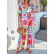 thumbnail image 5 of Conjunto de 2 Piezas de Chándal de Verano para Playa con Camisa de Corta y Botones para Mujer, Top Estampado, Pantalones Cortos de Descanso Flor A Cuadros M, 5 of 9