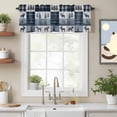 thumbnail image 2 of Navy Blue Plaid Kitchen Curtain Valances for Windows Farmhouse Short Curtains, Farmhouse Animals Tree Vintage Rod Pocket Valance Curtain for Bedroom Cafe Living Room 54"x18", 2 of 8