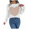 thumbnail image 2 of Craaazy Womens Sweaters Heart Printed Round-Neck Long Sleeved Blouse Knit Top Gifts, 2 of 5