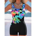 thumbnail image 3 of Women's Halter Athletic Tank Top, Tropical Palm Tree Print Side Drawstring Sleeveless Slimming Quick Dry Workout Vest, Stretch UV Protection Summer Beach Casual Fitness Top, 3 of 6