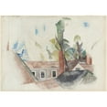 thumbnail image 2 of Charles Demuth 18x14 Gold Ornate Wood Frame and Double Matted Museum Art Print Titled - Rooftops and Trees (1918), 2 of 4
